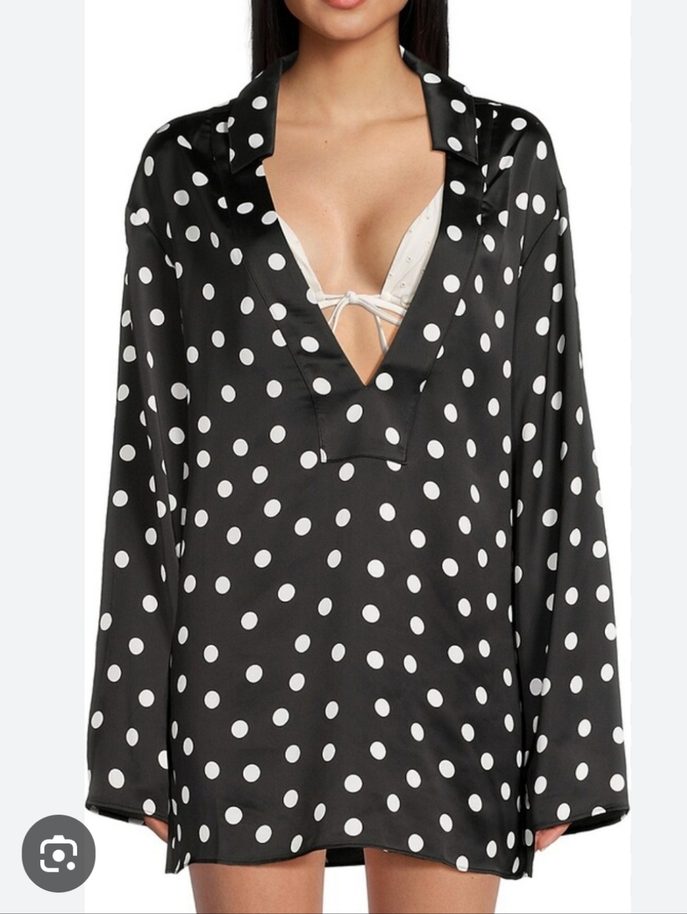 WEWOREWHAT Polka Dot Caftan Shirtdress Cover-Up, NWT, Size Large